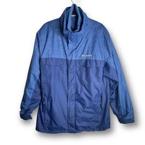 Columbia Mens Size L Blue 3 in 1 Interchange Waterproof Fleece Lined Cozy Jacket